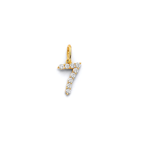 14K Yellow Gold CZ 7 Number Pendant