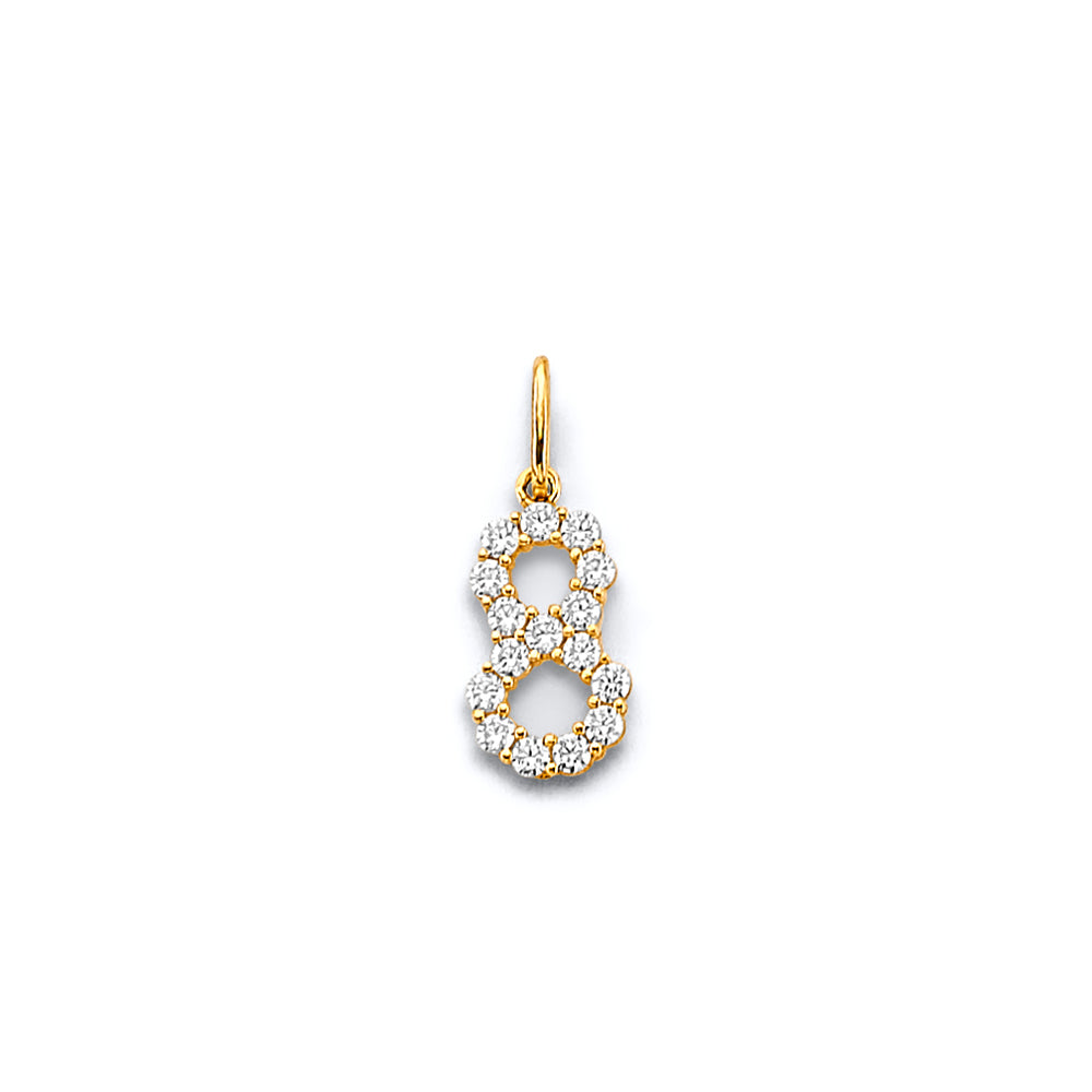 14K Yellow Gold CZ 8 Number Pendant