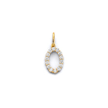 Load image into Gallery viewer, 14K Yellow Gold CZ 0 Number Pendant