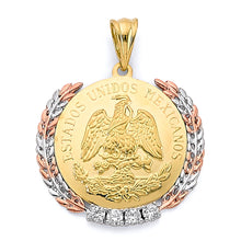 Load image into Gallery viewer, 14K Tri Color Gold CZ Framed Medal Coin Pendant