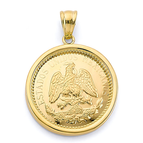 14K Yellow Gold Framed Medal Coin Pendant