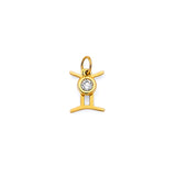 14K Yellow Gold CZ Gemini Zodiac Pendant