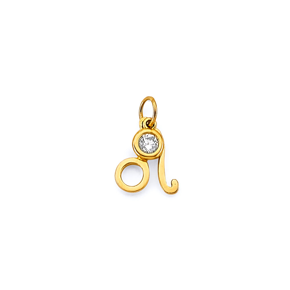 14K Yellow Gold CZ Leo Zodiac Pendant