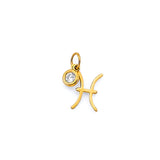 14K Yellow Gold CZ Pisces Zodiac Pendant