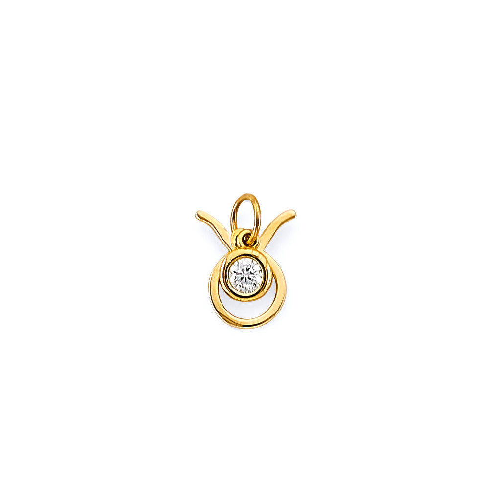 14K Yellow Gold CZ Taurus Zodiac Pendant