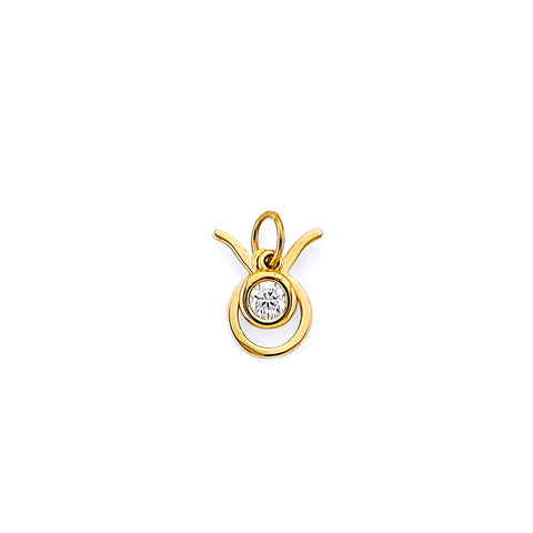 14K Yellow Gold CZ Taurus Zodiac Pendant