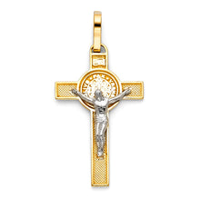 Load image into Gallery viewer, 14K Two Tone Gold Crucifix Cross Big Pendant