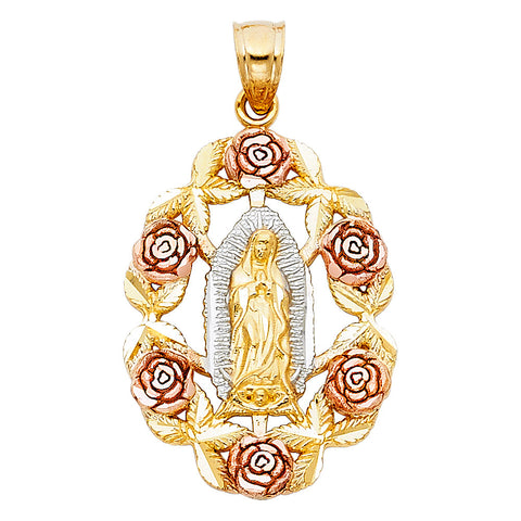 14K Tri Color Gold Religious Pendant