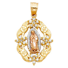 Load image into Gallery viewer, 14K Tri Color Gold CZ Religious Pendant