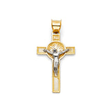 14K Two Tone Gold Crucifix Cross Small Pendant