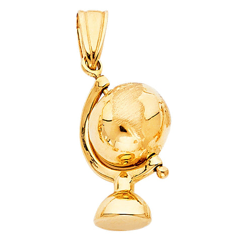 14K Yellow Gold Hollow Globe Pendant