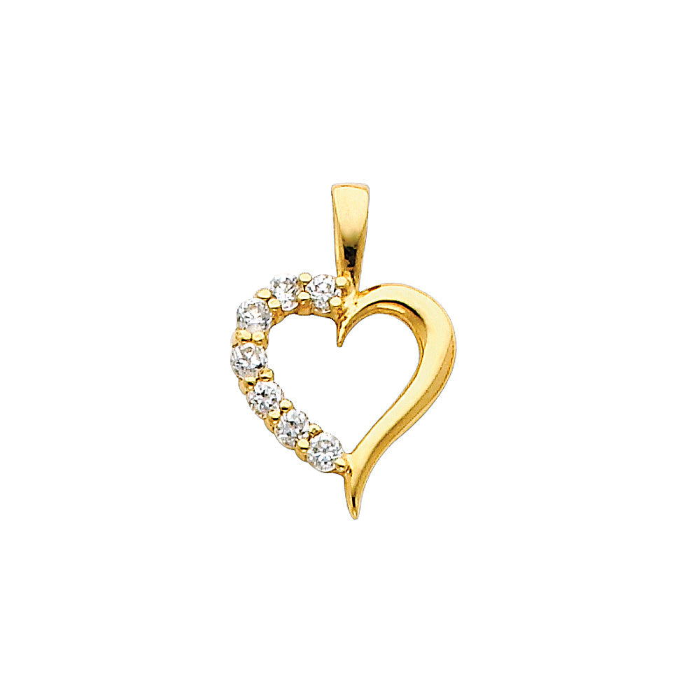 14K Yellow Gold CZ Heart Pendant