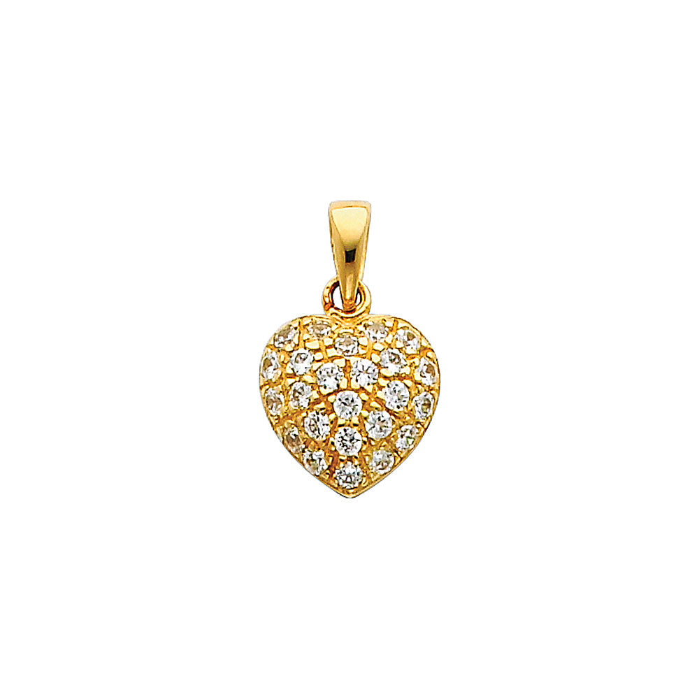 14K Yellow Gold Heart CZ Pendant