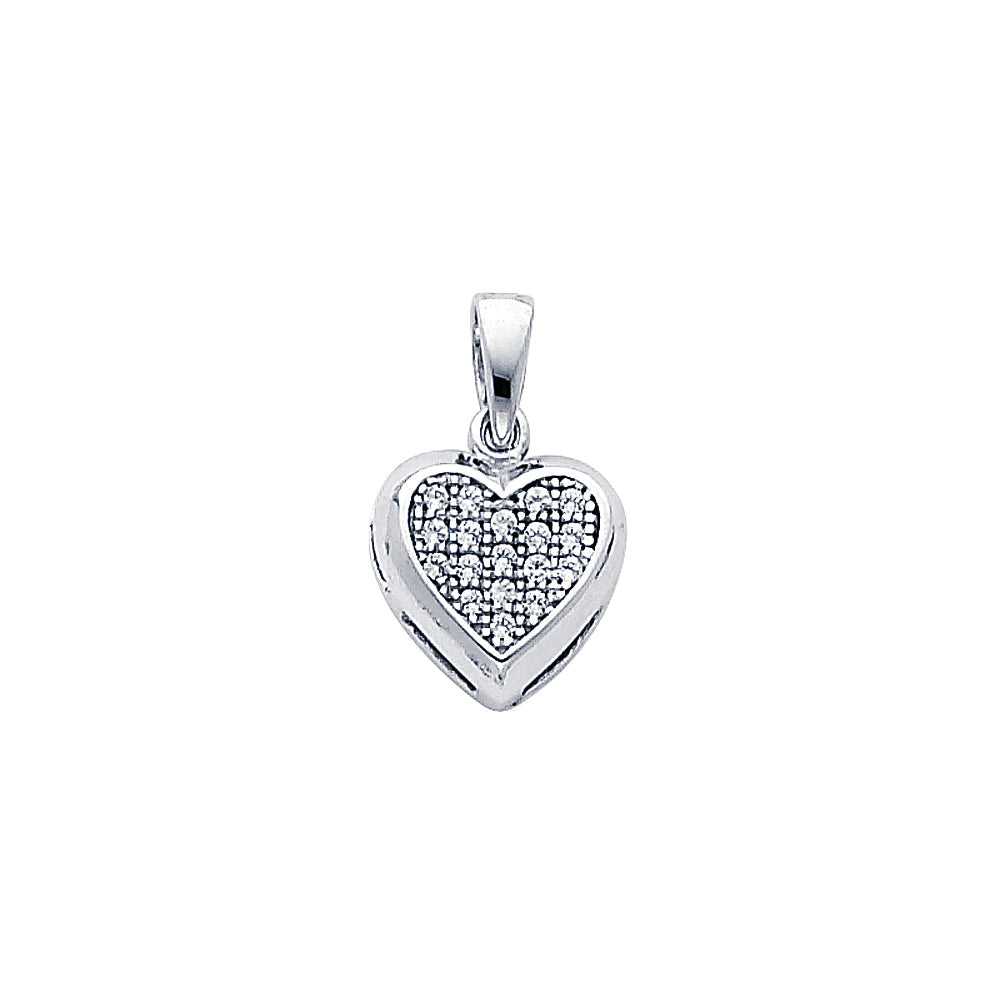 14K White Gold Heart CZ Pendant