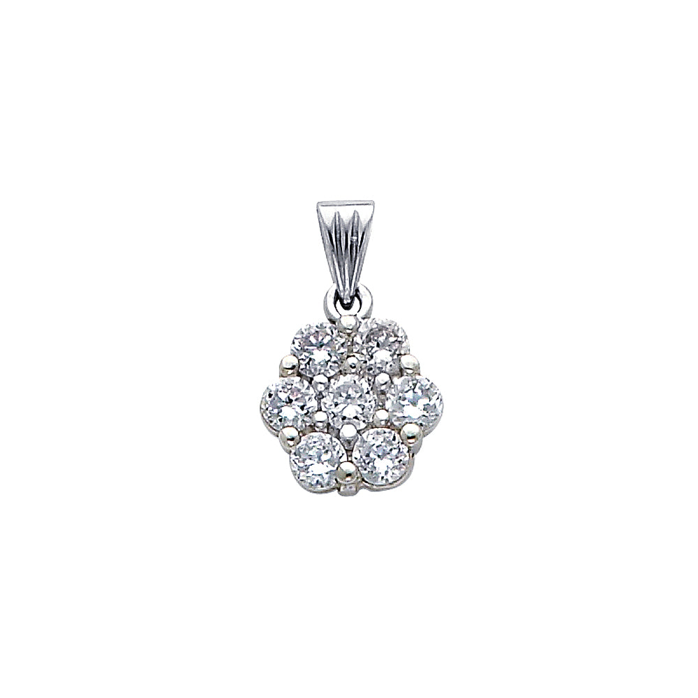 14K White Gold CZ Pendant