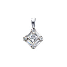 Load image into Gallery viewer, 14K White Gold CZ Square 12mm Pendant