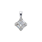 14K White Gold CZ Square 12mm Pendant