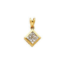 Load image into Gallery viewer, 14K Yellow Gold CZ Square 10mm Pendant