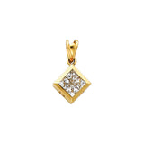 14K Yellow Gold CZ Square 10mm Pendant