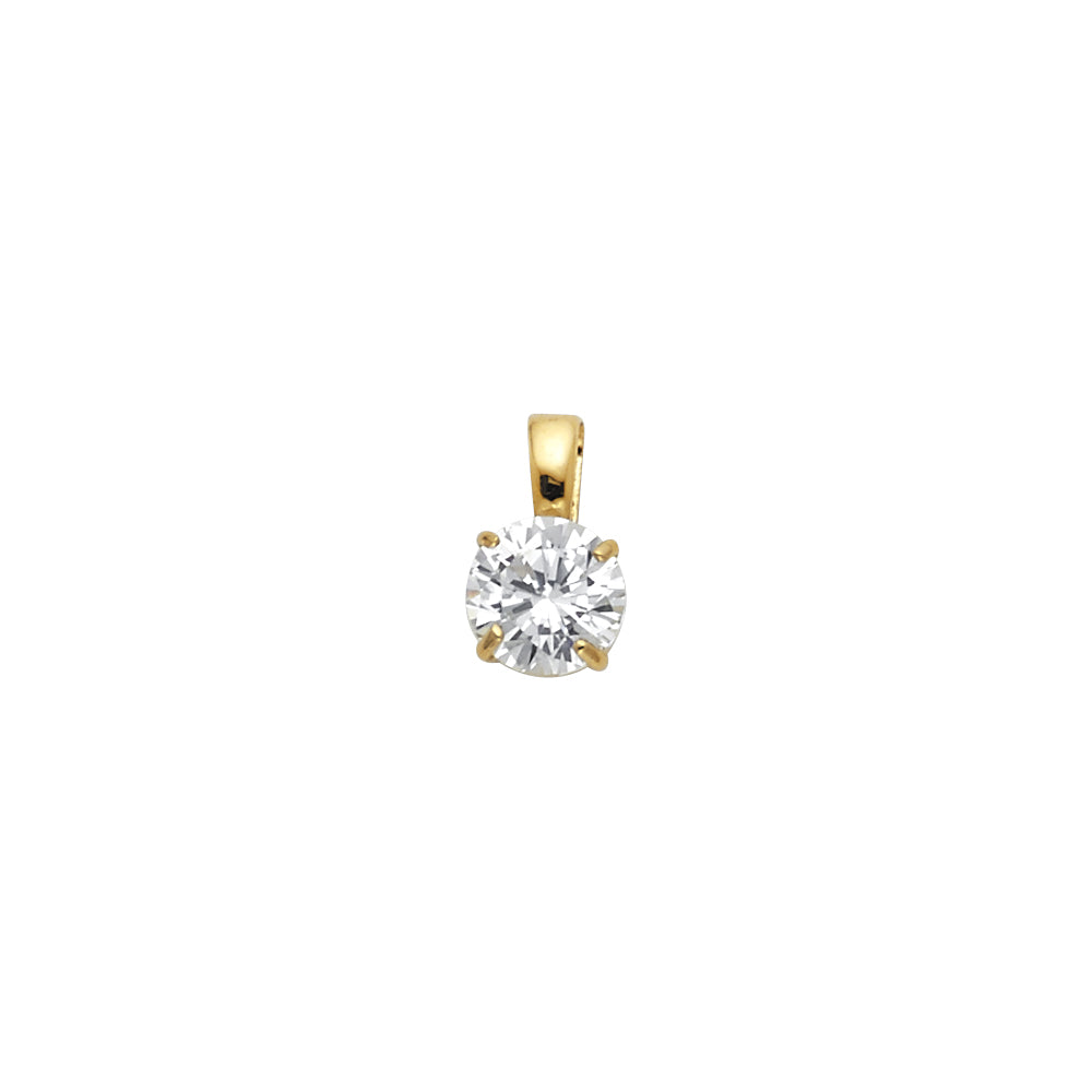 14K Yellow Gold Round CZ Basket Pendant