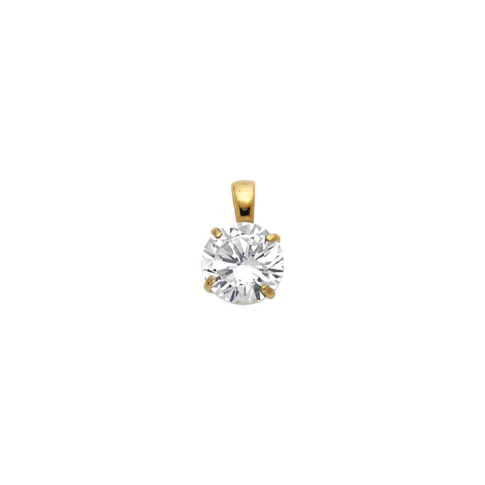 14K Yellow Gold CZ Round Basket Pendant