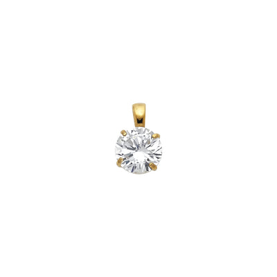 14K Yellow Gold CZ Round Basket Pendant