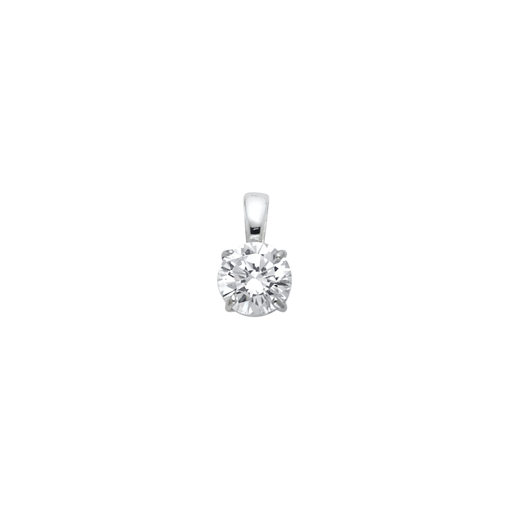 14K White Gold Round CZ Basket Pendant