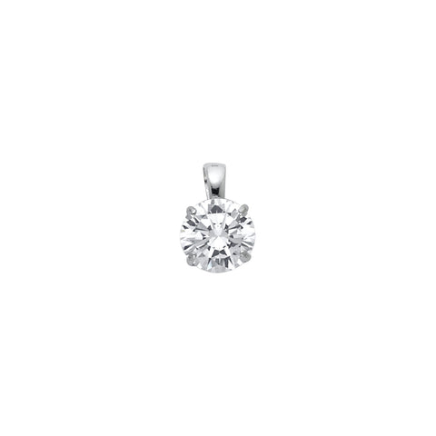 14K White Gold CZ Round Basket Pendant