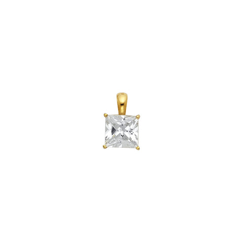 14K Yellow Gold Princess CZ Basket Pendant