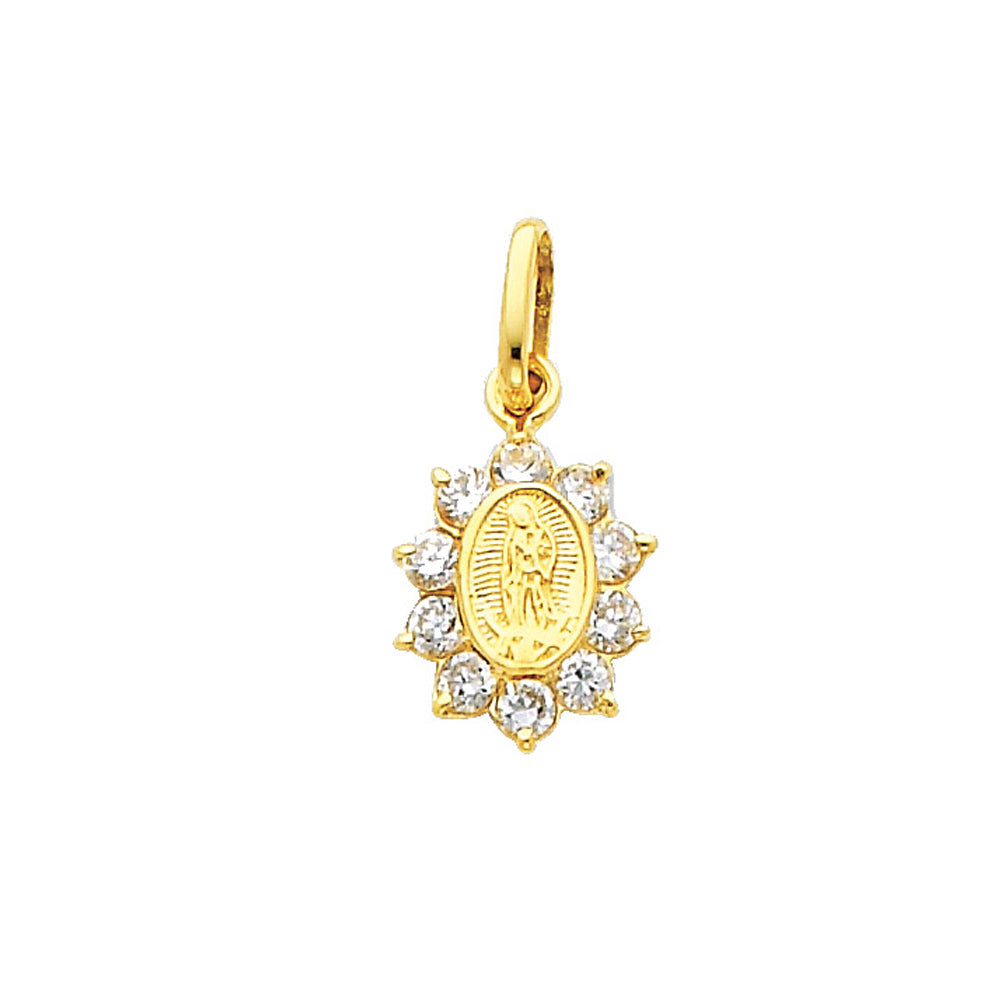 14K Yellow Gold CZ Guadalupe Pendant