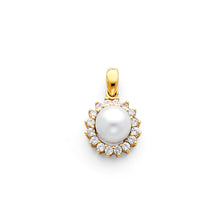 Load image into Gallery viewer, 14K Yellow Gold CZ Pearl Pendant