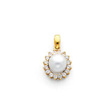 14K Yellow Gold CZ Pearl Pendant