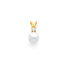 Load image into Gallery viewer, 14K Yellow Gold Pearl CZ Pendant