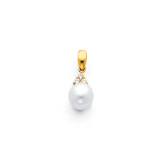 Load image into Gallery viewer, 14K Yellow Gold CZ Round Pearl Pendant