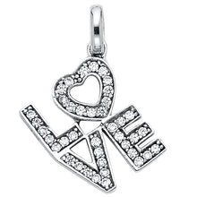 Load image into Gallery viewer, 14K White Gold CZ Love Pendant