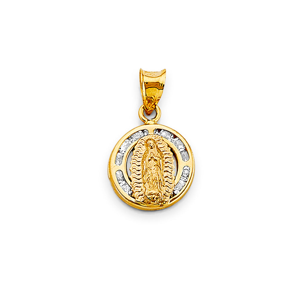 14K Yellow Gold CZ Guadalupe Pendant