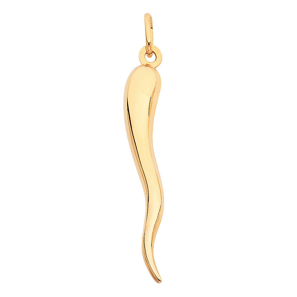 14K Yellow Gold 8mm Horn Pendant