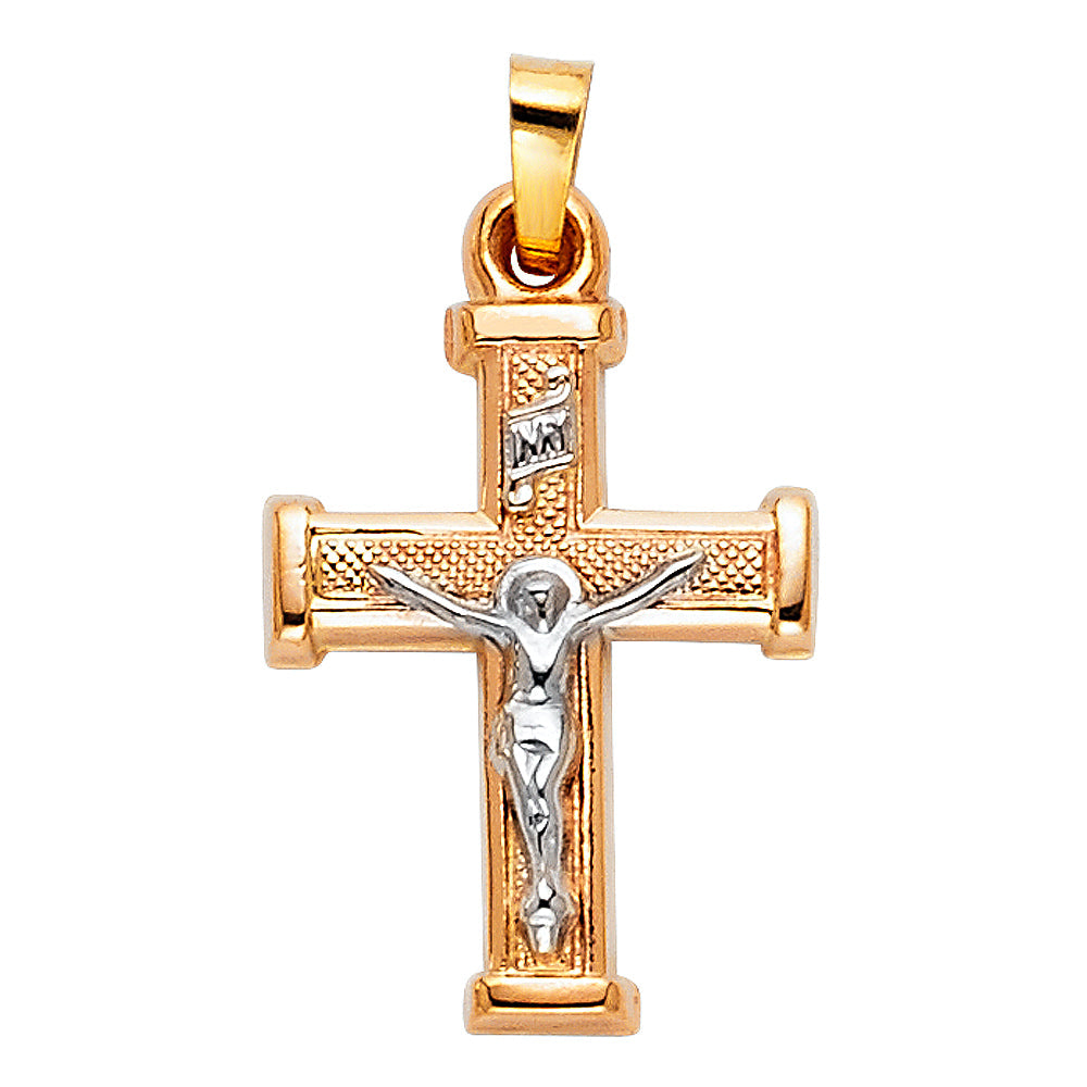 14K Yellow Gold 15mm Crucifix Pendant