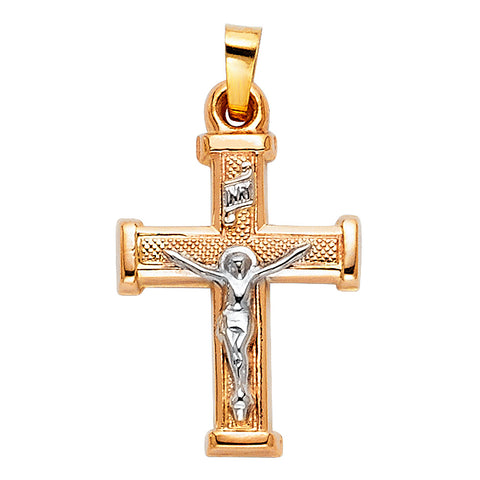 14K Yellow Gold 15mm Crucifix Pendant