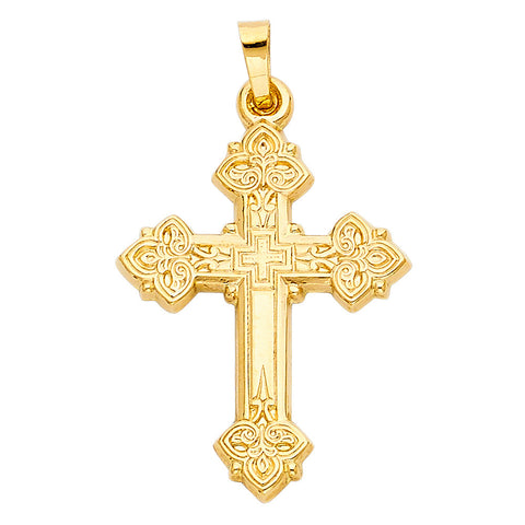 14K Two Tone Gold Cross Pendant