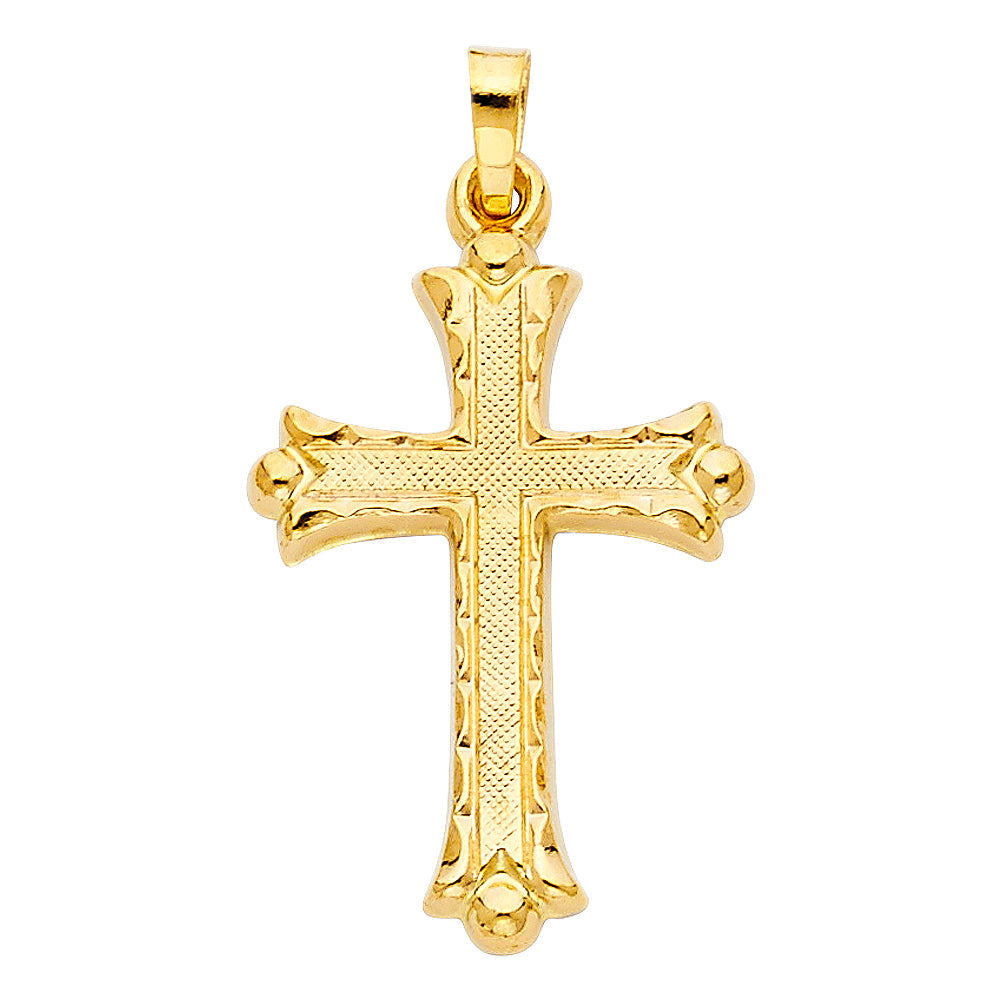 14K Two Tone Gold 18mm Cross Pendant