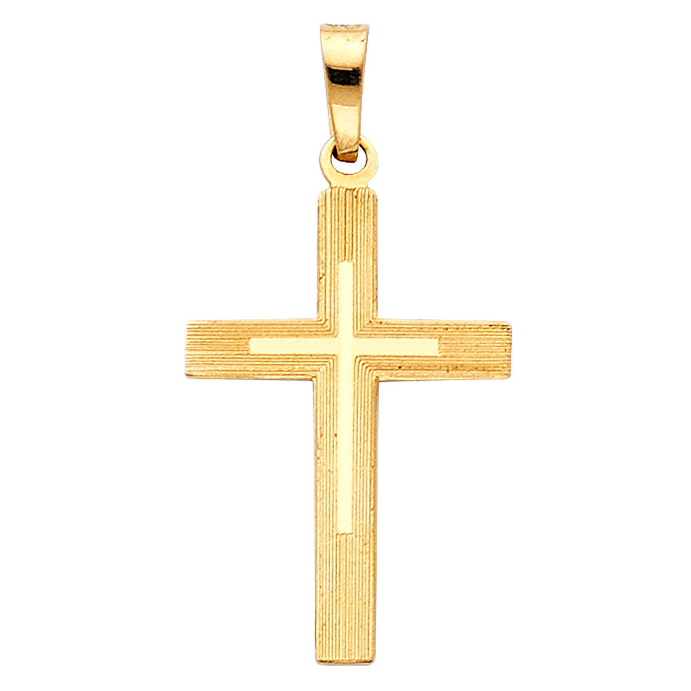 14K Two Tone Gold 14mm Cross Pendant