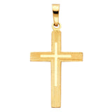 14K Two Tone Gold 14mm Cross Pendant