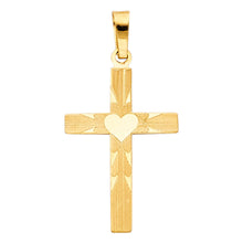 Load image into Gallery viewer, 14K Yellow Gold Heart Cross Pendant