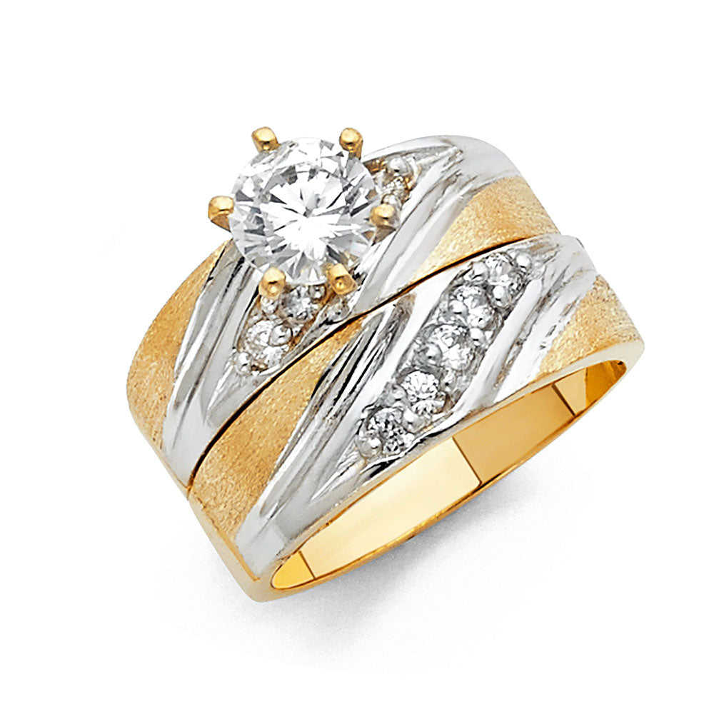 14K Two Tone Gold 6mm CZ Ladies Wedding Ring-Wedding Band and Engagement Rings are Sold Seperately