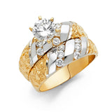 14K Two Tone Gold CZ 6mm Engagement Ring