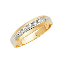 Load image into Gallery viewer, 14K Two Tone Gold CZ Men&#39;s 6mm Wedding Band