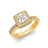 14K Yellow Gold CZ Princess Engagement Ring