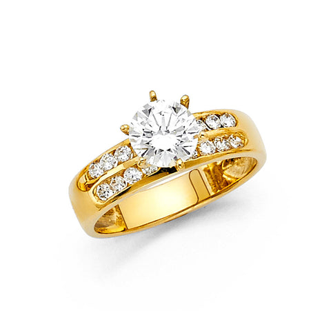 14K Yellow Gold 5mm CZ Engagement Ring