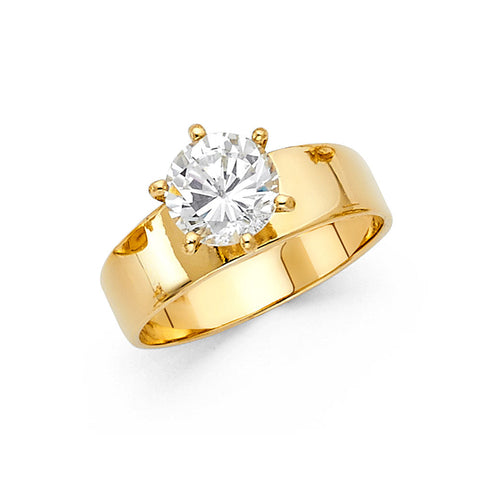 14K Yellow Gold CZ 5mm Engagement Ring